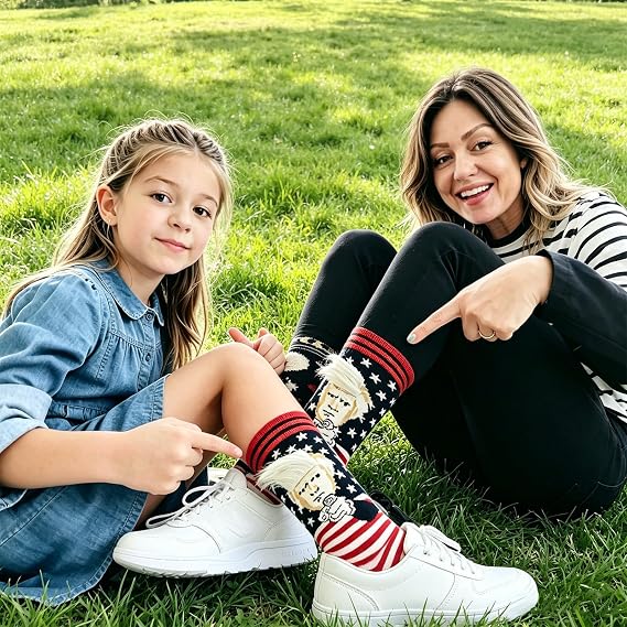 Donald Hair Finger Funny Socks For Supporters of Donald President, Novelty Gag Gifts For Father's Day and 4th of july, Onesize