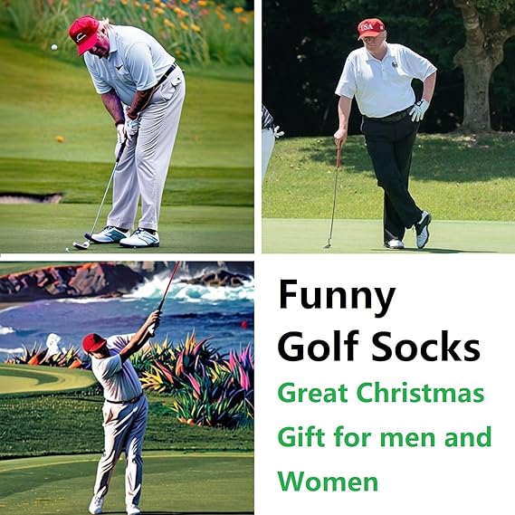 Trumpi Golf Funny Socks For Supporters of Donald President, Novelty Gag Gifts For Father's Day and 4th of july, Onesize