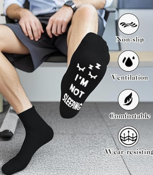 Black-not Sleep Fathers Day Gift From Daughter Wife Son Kids- Personalized Fathers Day Gift For Husband Dad Stepdad, Funny Men Socks