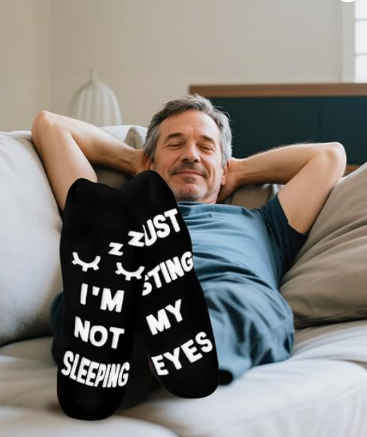 Black-just Thinking Fathers Day Gift From Daughter Wife Son Kids- Personalized Fathers Day Gift For Husband Dad Stepdad, Funny Men Socks